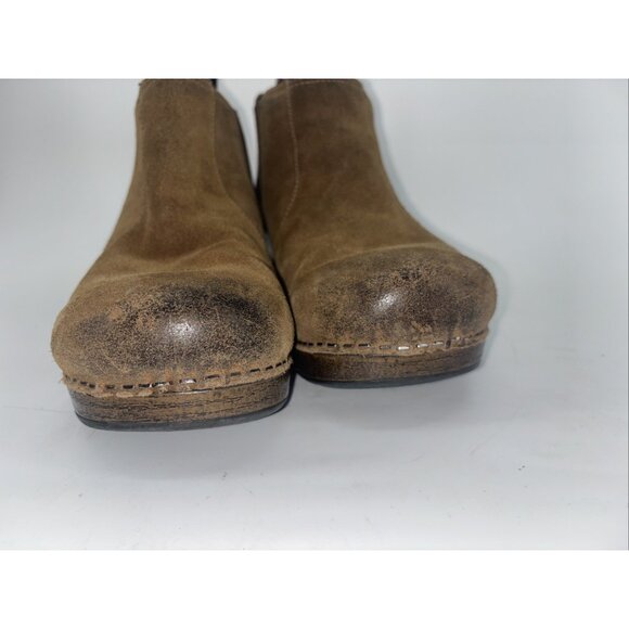 Dansko boots womens 41 brown suede Frankie Burnished bootie fall boho EUC - Picture 6 of 10